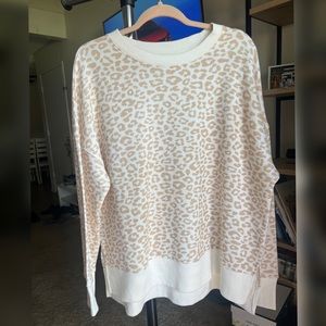 Beige Leopard Print Over Sized Long Sleeve
